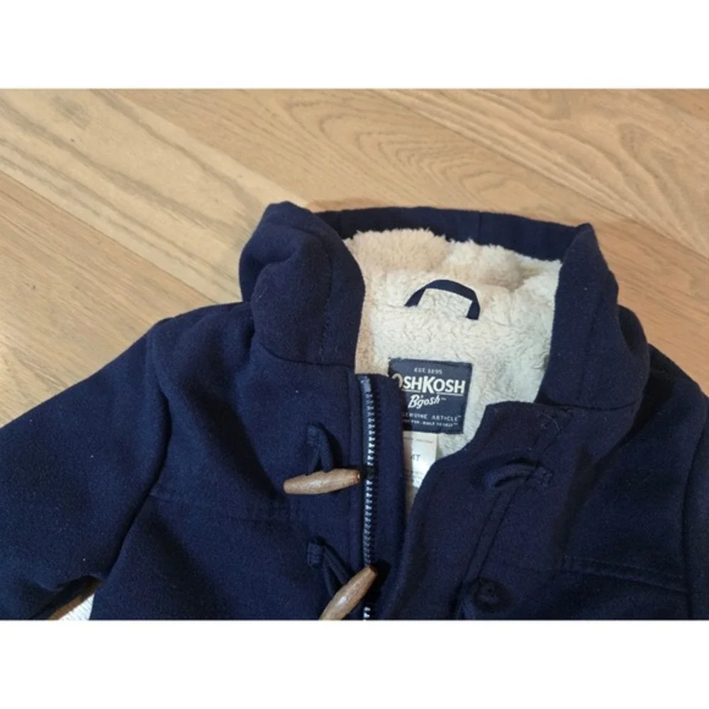OshKosh B'gosh Kids Navy Blue Sherpa‎ Lined Duffle Coat Toddler Size 4T